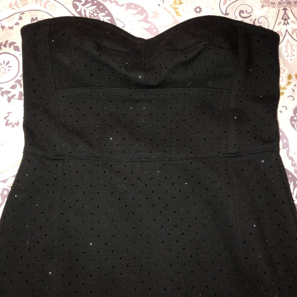 DKNY Black Strapless Cocktail Party Club Dance Mini Dress, Crystal Detail Size 8 - Picture 12 of 16